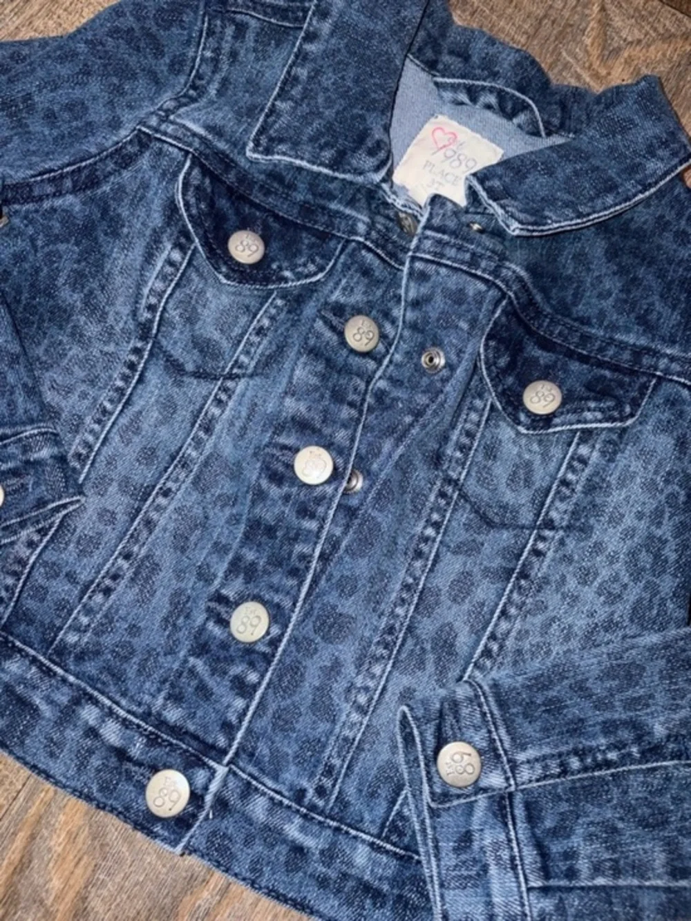 🌸 $10 SALE 🌸 The Children's Place Dark Blue Leopard-Print Denim Jacket